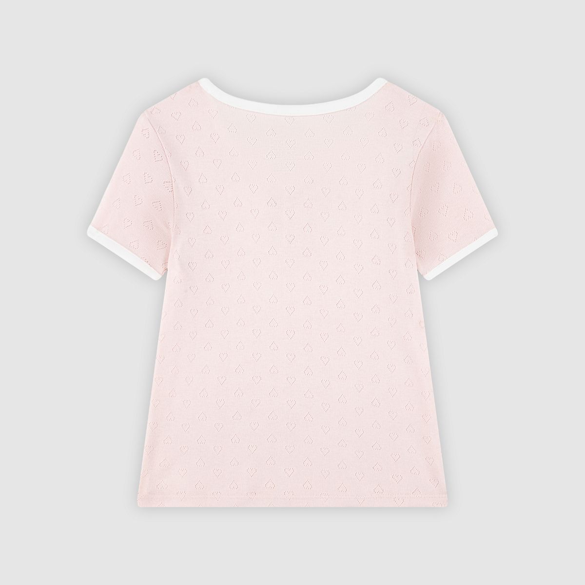 Short Sleeve Rosette Pointelle Knit Top Big Girls 7-16 — Crystal Pink - Pink