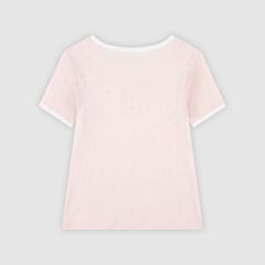Short Sleeve Rosette Pointelle Knit Top Big Girls 7-16 — Crystal Pink - Pink 7