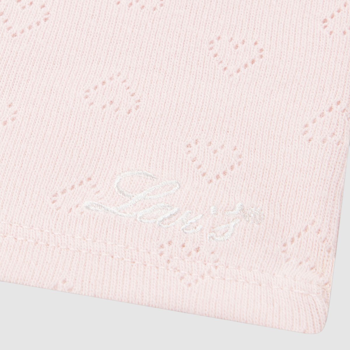 Short Sleeve Rosette Pointelle Knit Top Big Girls 7-16 — Crystal Pink - Pink