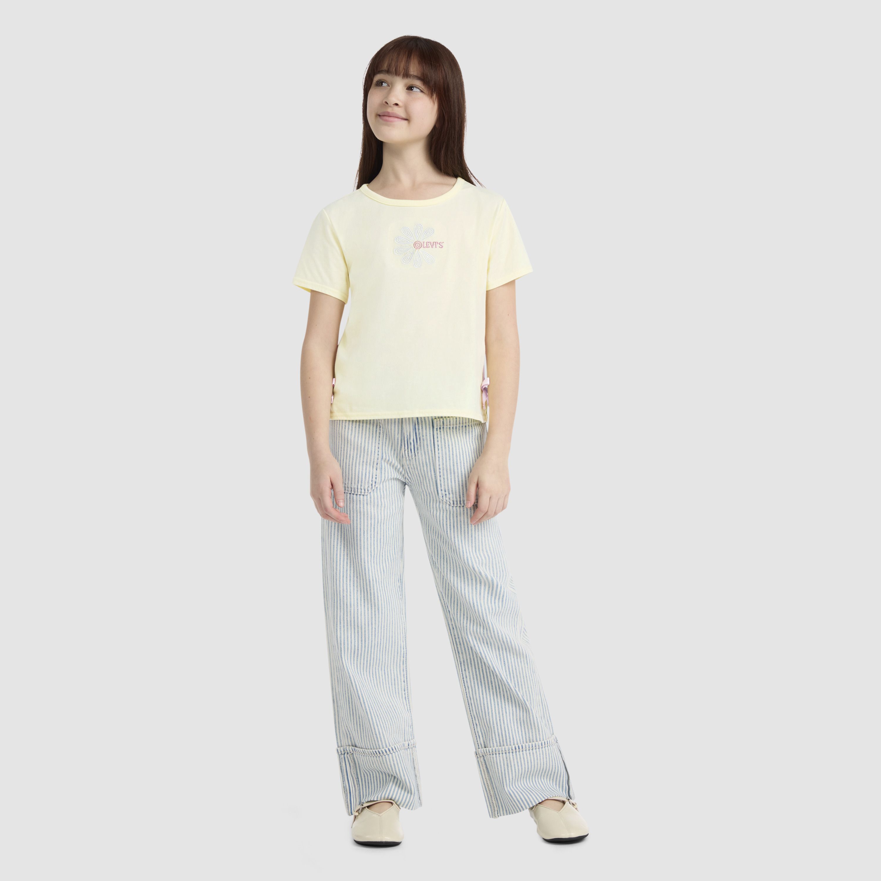 Short Sleeve Daisy Side Tie Knit Top Big Girls 7-16 4