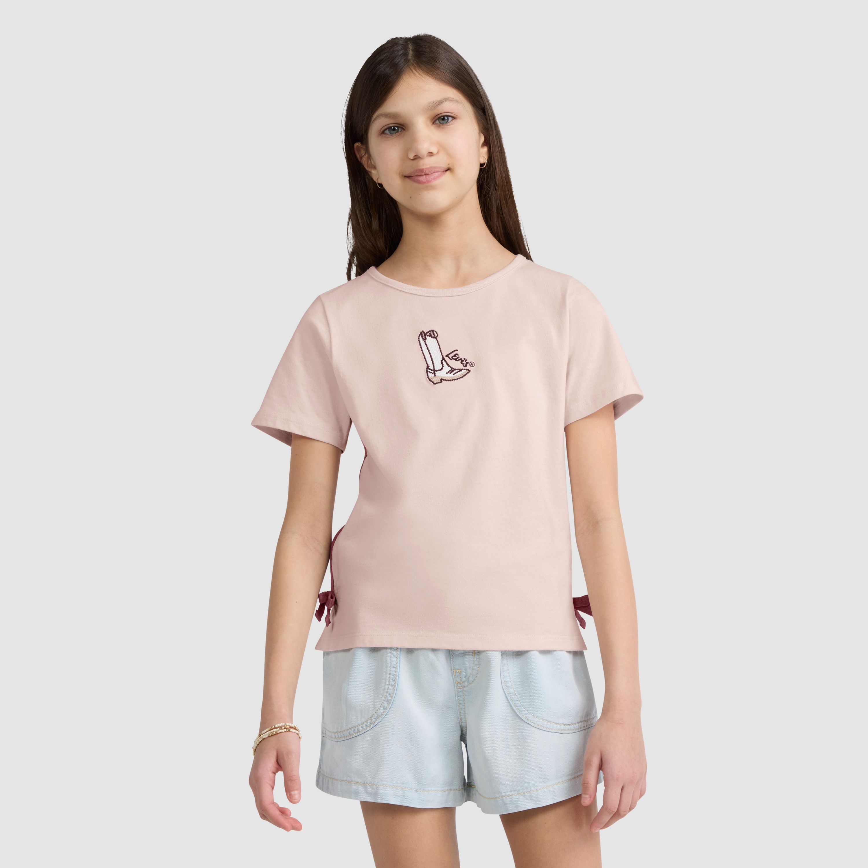 Short Sleeve Boot Icon Knit Top Big Girls 7-16 1