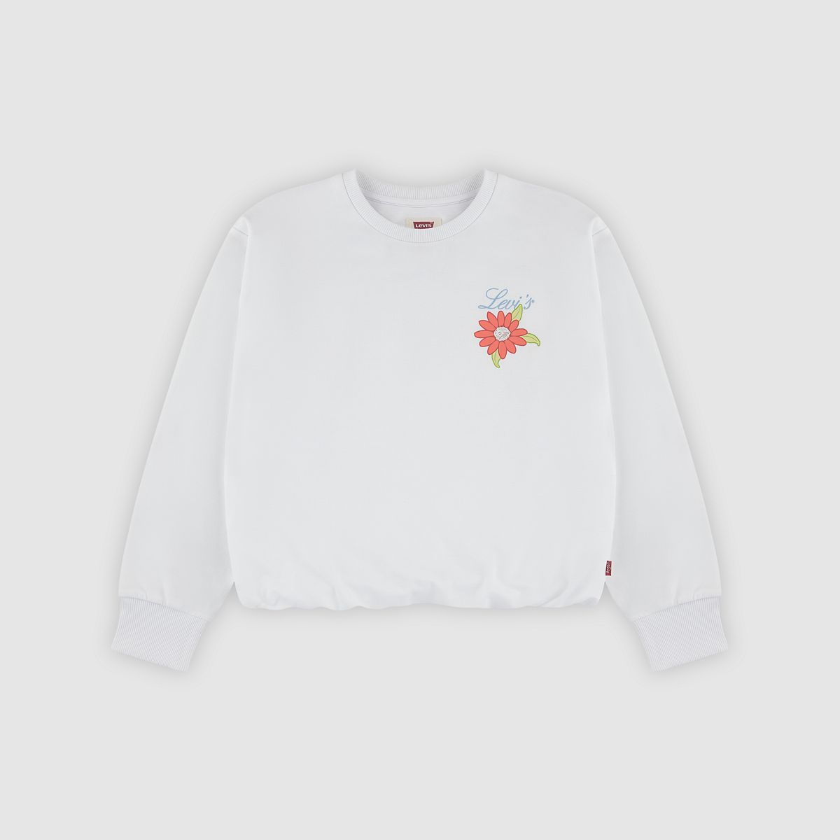 Long Sleeve Bubble Hem Knit Top Big Girls 7-16 — Bright White