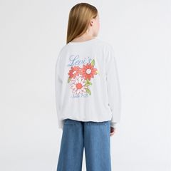 Long Sleeve Bubble Hem Knit Top Big Girls 7-16 — Bright White 2
