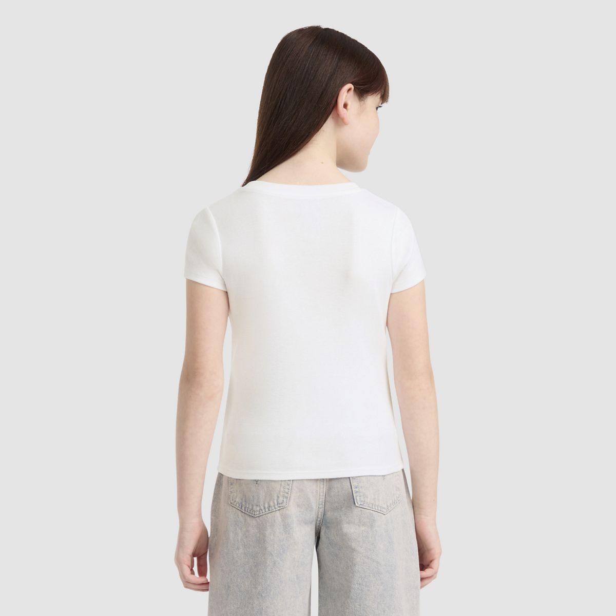 Short Sleeve Rib Meet and Greet Jam Knit Top Big Girls 7-16 — Bright White