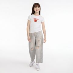 Short Sleeve Rib Meet and Greet Jam Knit Top Big Girls 7-16 — Bright White 3