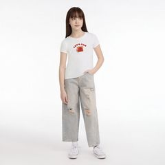 Short Sleeve Rib Meet and Greet Jam Knit Top Big Girls 7-16 — Bright White 4
