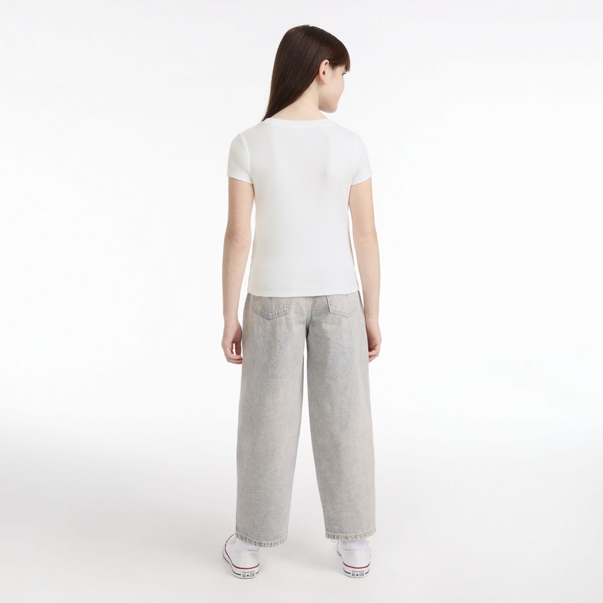 Short Sleeve Rib Meet and Greet Jam Knit Top Big Girls 7-16 — Bright White