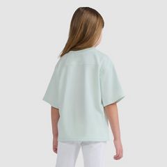 Short Sleeve Oversized Football Knit Top Little Girls 4-6 — Pale Blue 2