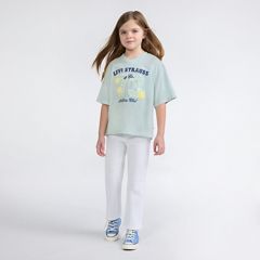 Short Sleeve Oversized Football Knit Top Little Girls 4-6 — Pale Blue 3