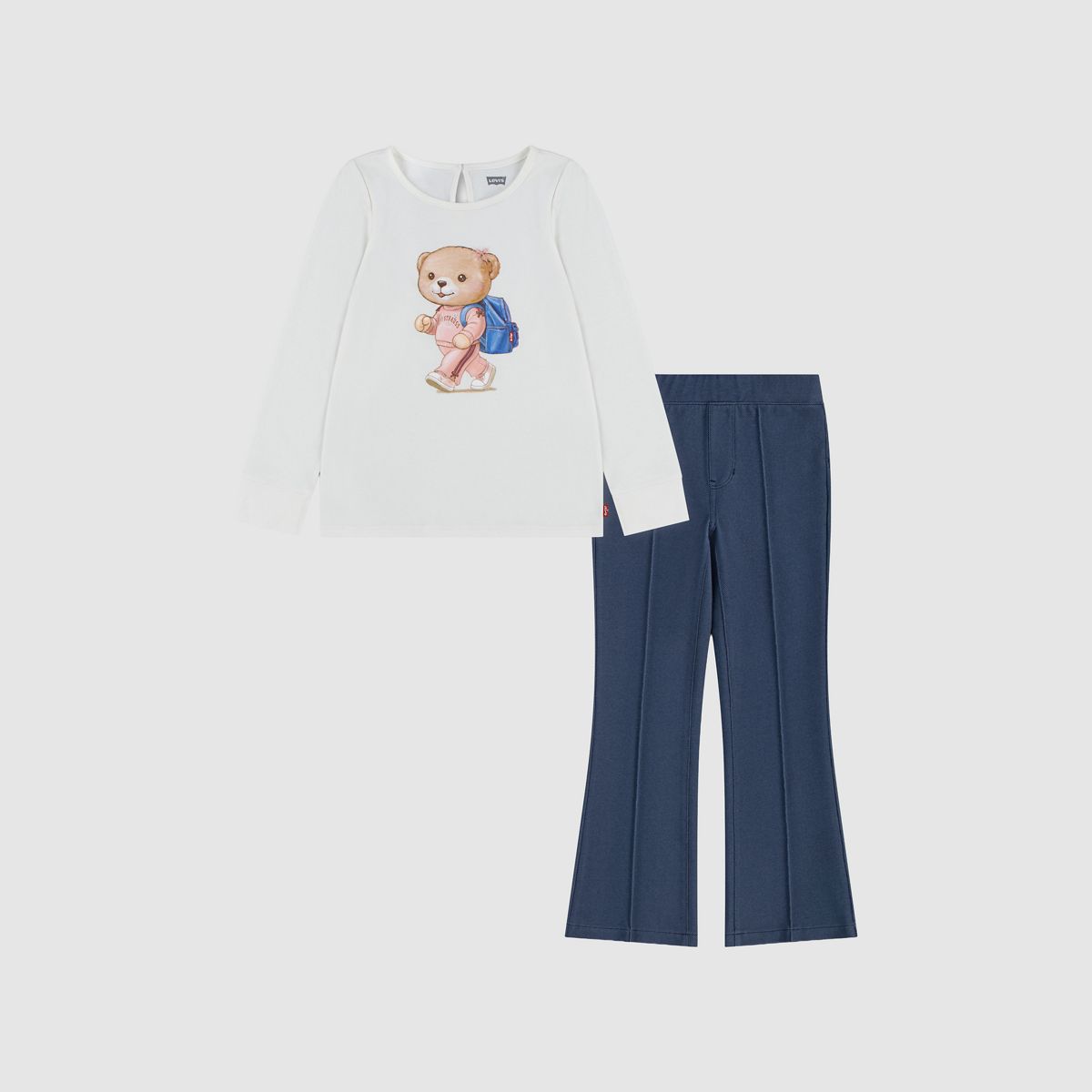 Longsleeve Top & Knit Pants Little Girls 4-6X — Egret - White