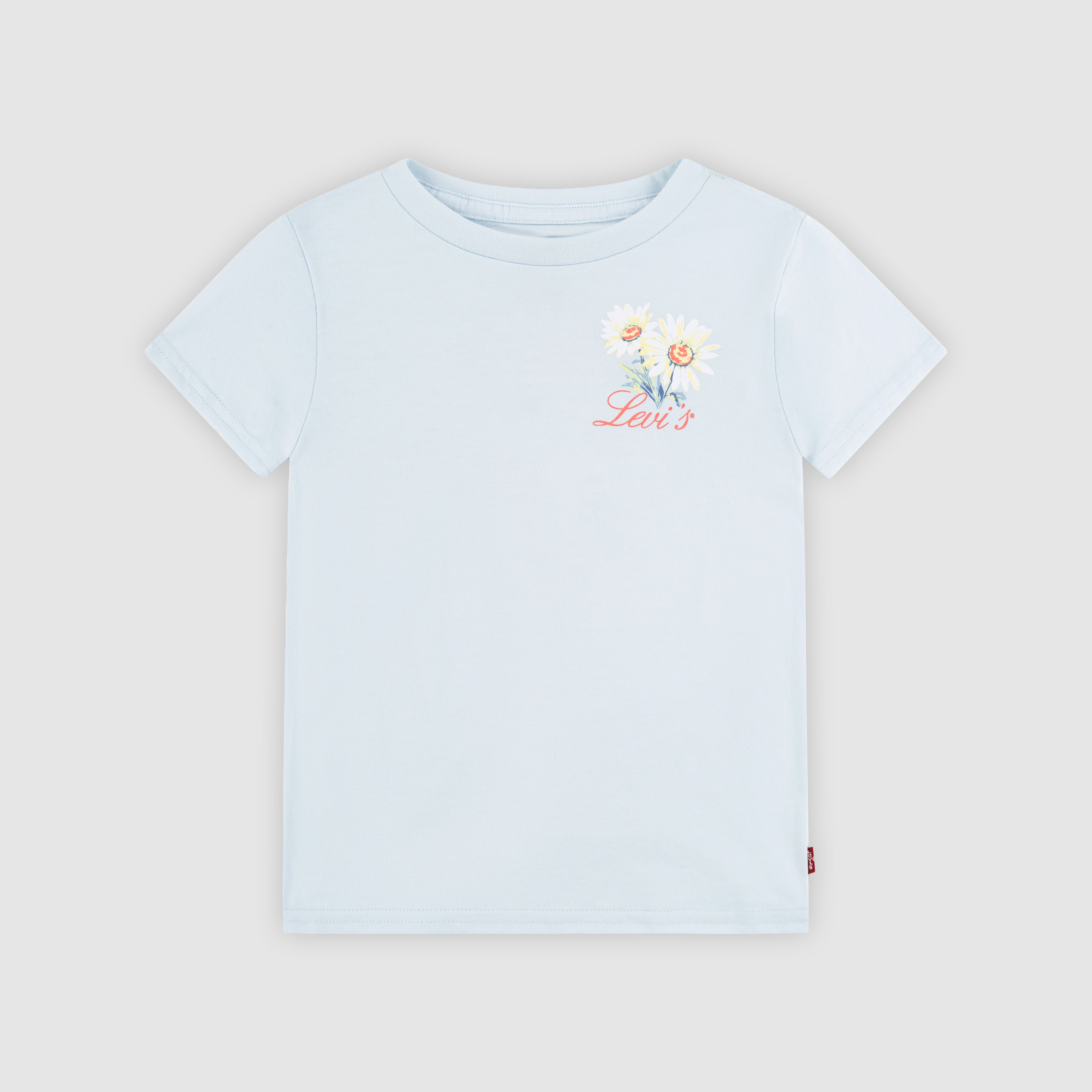 Short Sleeve Floral Stamp Graphic Tee Little Girls 4-6 8