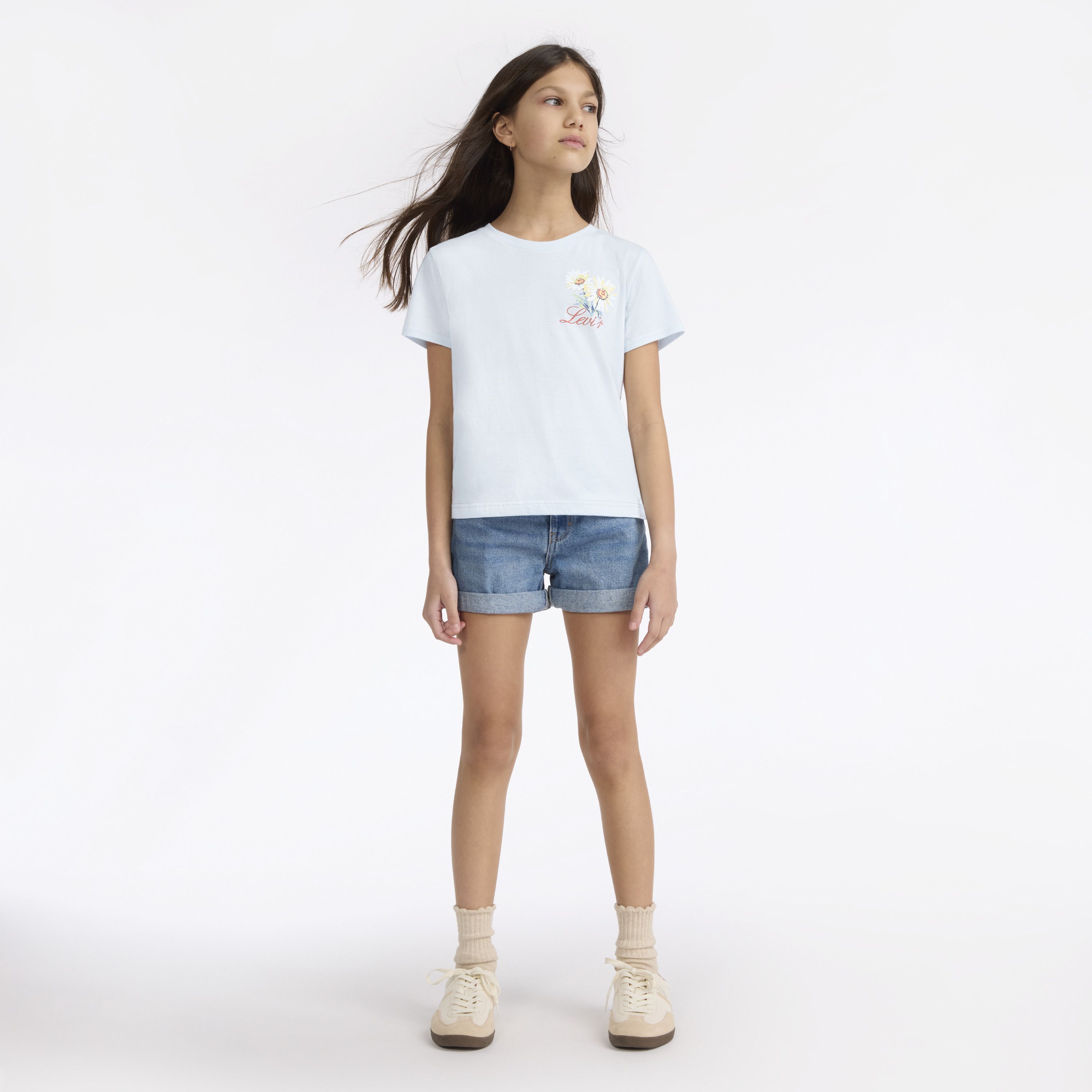 Short Sleeve Floral Stamp Graphic Tee Big Girls 7-16 3