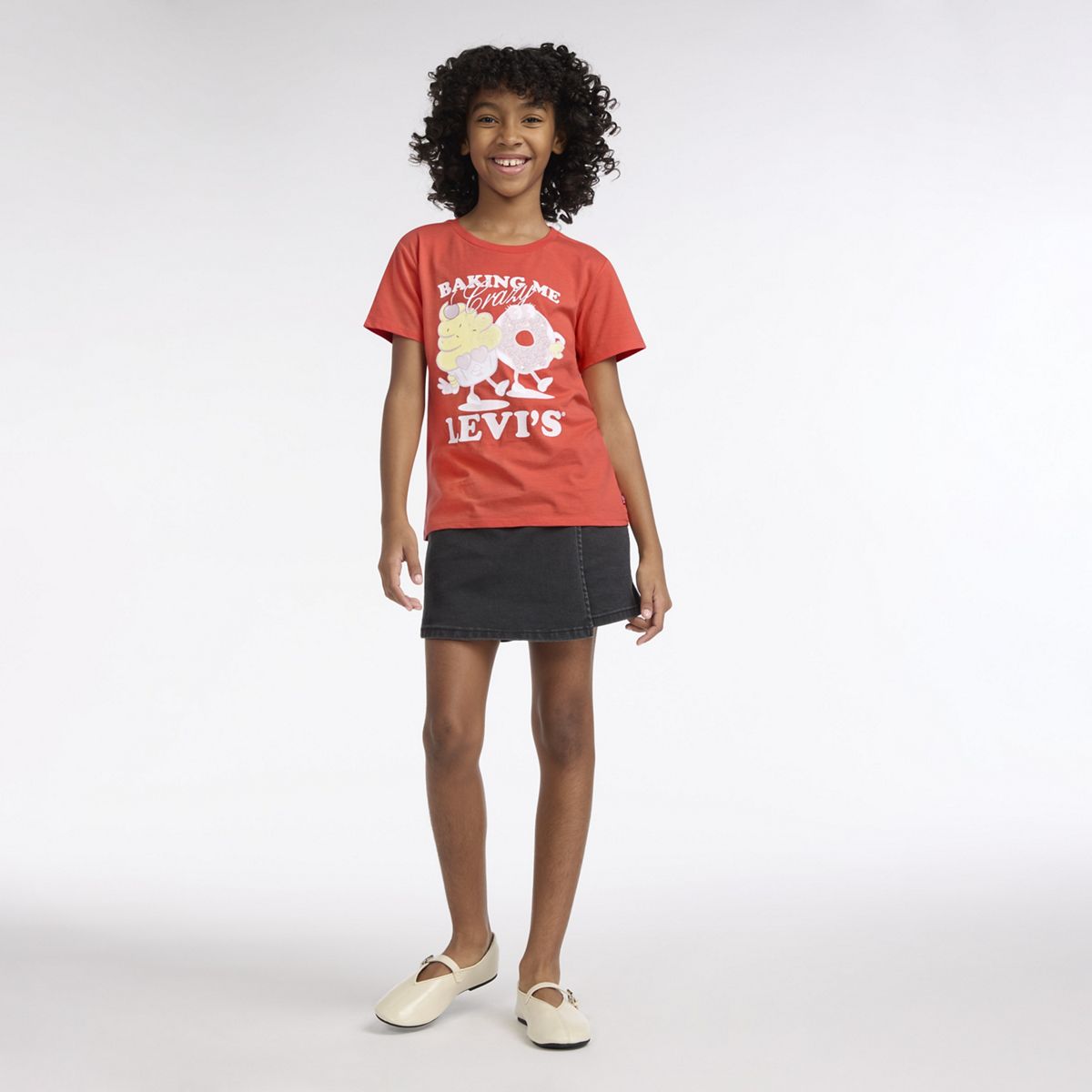 Short Sleeve Bake Graphic Tee Big Girls 7-16 — Hot Coral - Pink