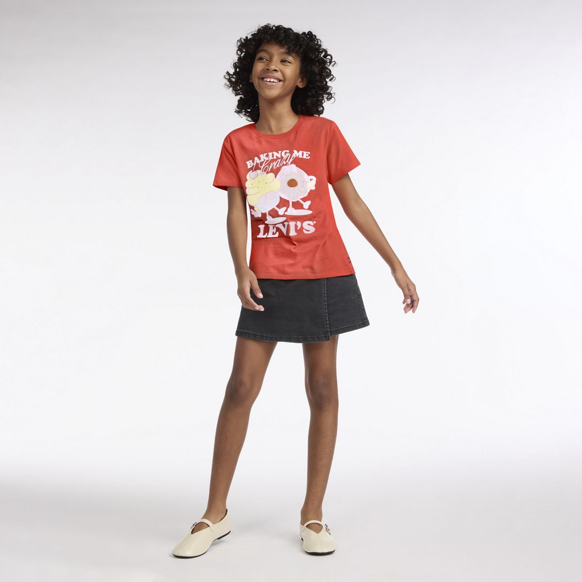Short Sleeve Bake Graphic Tee Big Girls 7-16 — Hot Coral - Pink