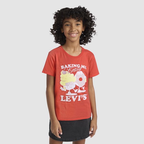 Short Sleeve Bake Graphic Tee Big Girls 7-16 — Hot Coral - Pink