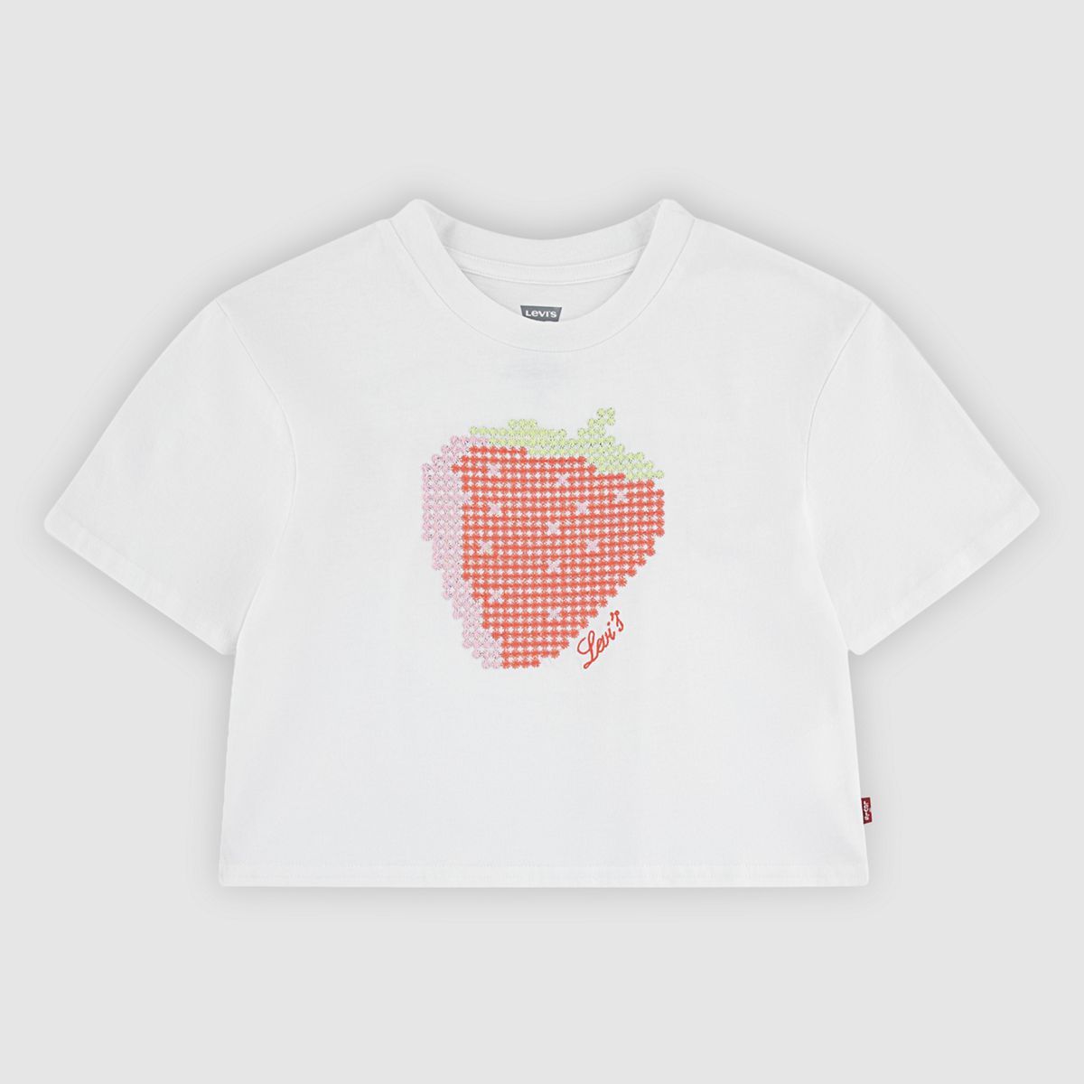 Short Sleeve Strawberry Graphic Tee Big Girls 7-16 — Bright White