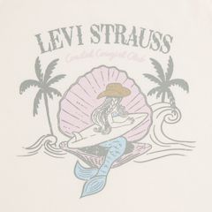 Short Sleeve Mermaid Graphic Tee Little Girls 4-6 — Antique White 3