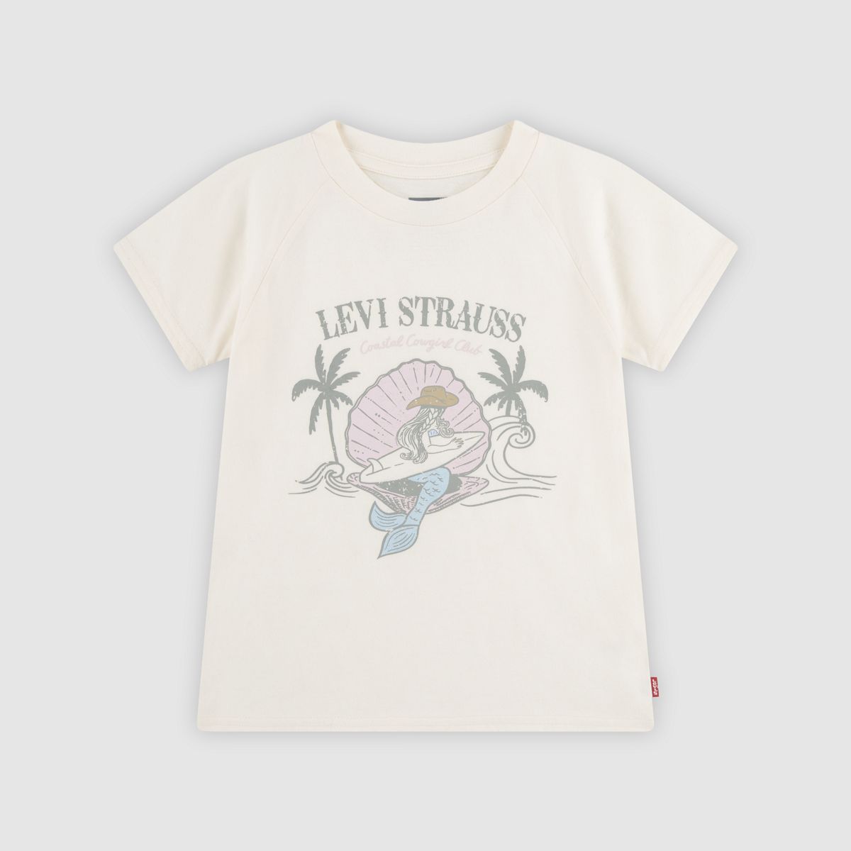 Short Sleeve Mermaid Graphic Tee Little Girls 4-6 — Antique White
