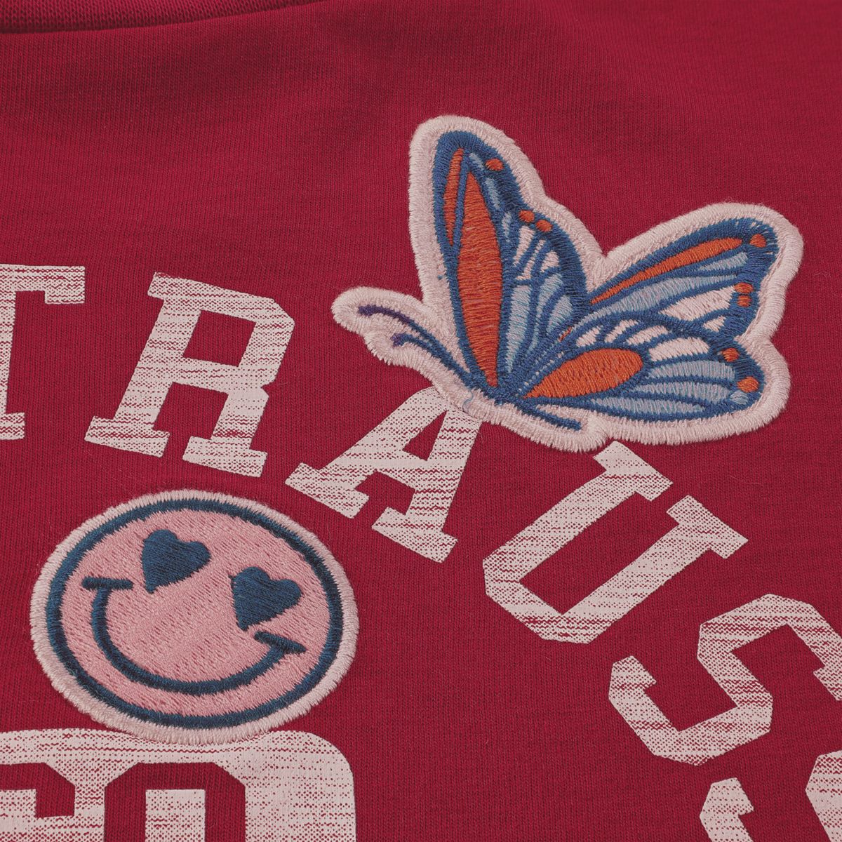 Patches Oversized Tee Little Girls 4-6X — Deep Claret - Red