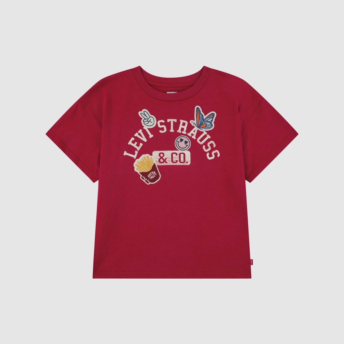 Patches Oversized Tee Little Girls 4-6X — Deep Claret - Red