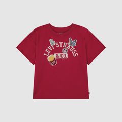 Patches Oversized Tee Little Girls 4-6X — Deep Claret - Red 1