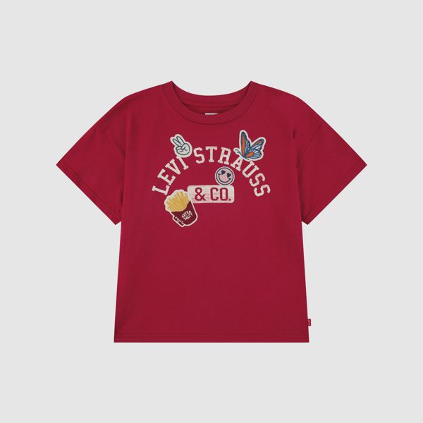 Patches Oversized Tee Little Girls 4-6X — Deep Claret - Red