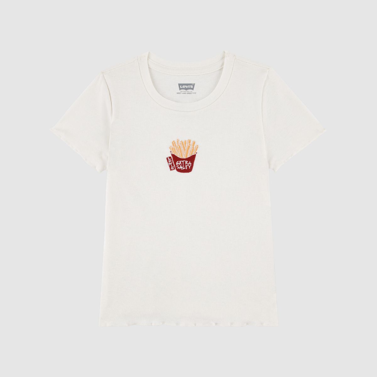 Fries Rib Knit Baby Top Little Girls 4-6X — Egret - White