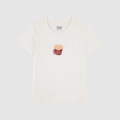 Fries Rib Knit Baby Top Little Girls 4-6X — Egret - White 1
