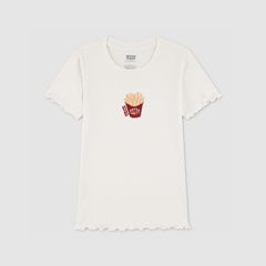 Fries Rib Knit Baby Top Big Girls 7-16 — Egret - White 1