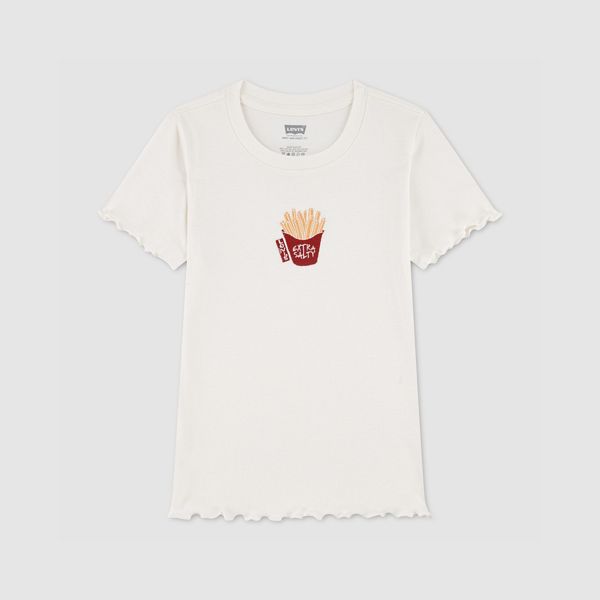 Fries Rib Knit Baby Top Big Girls 7-16 — Egret - White