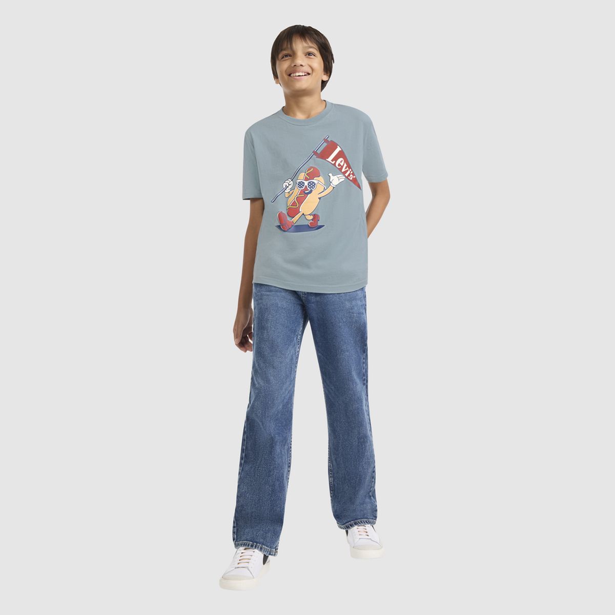 Short Sleeve Parading Hot Dog Graphic Tee Big Boys 8-20 — Lead - Grey