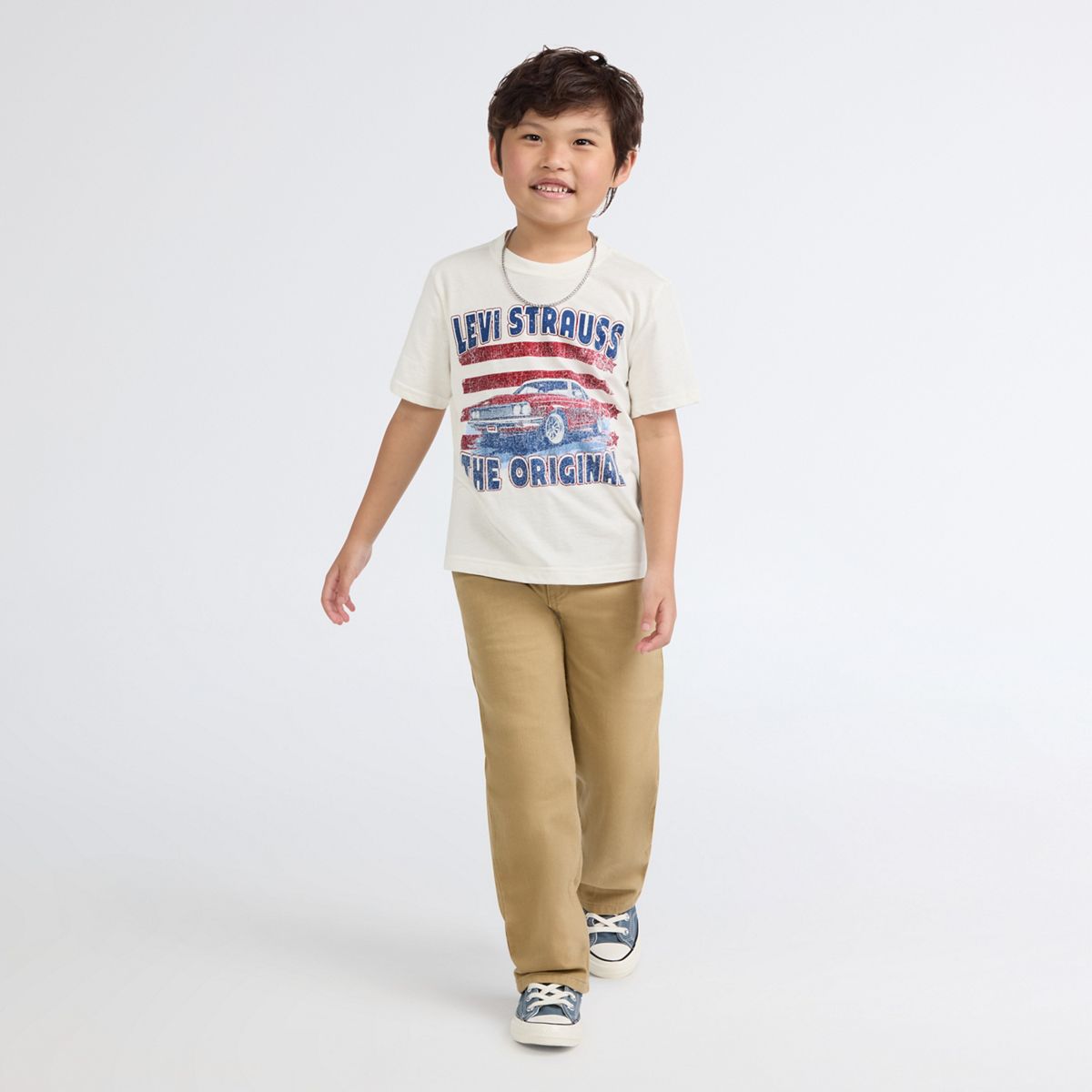 Short Sleeve American Muscle Graphic Tee Little Boys 4-7 — Levi's Egret - White