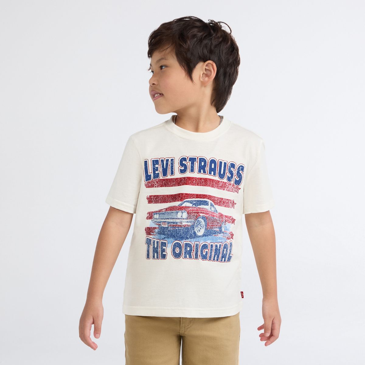 Short Sleeve American Muscle Graphic Tee Little Boys 4-7 — Levi's Egret - White