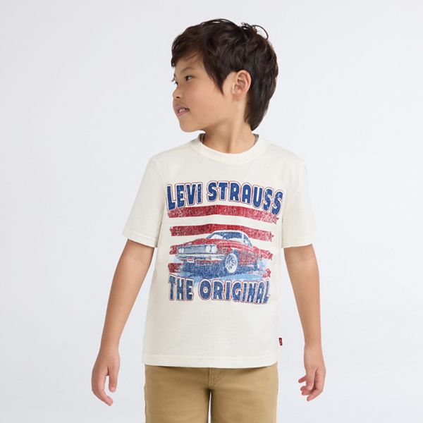 Short Sleeve American Muscle Graphic Tee Little Boys 4-7 — Levi's Egret - White