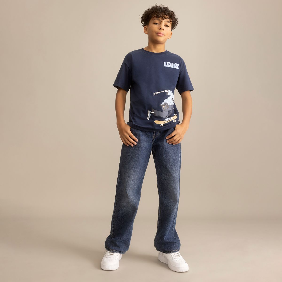 Short Sleeve Skeleton Graphic Big Boys 8-20 — Blue