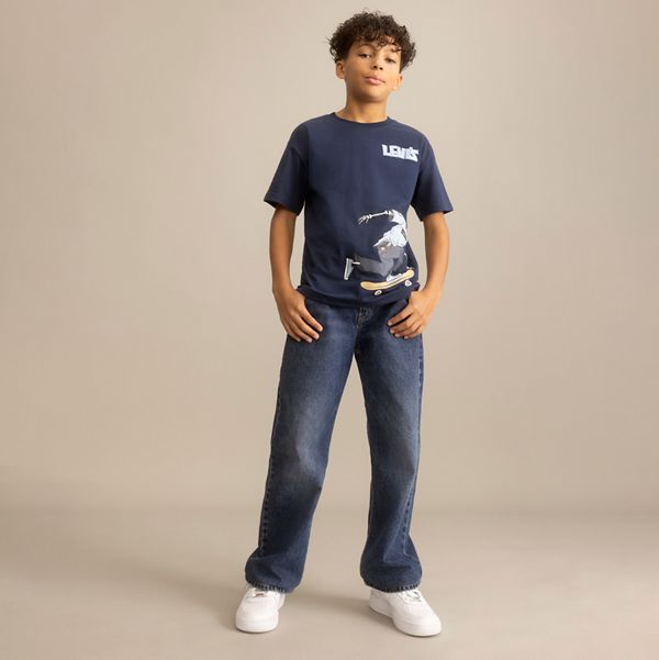 Short Sleeve Skeleton Graphic Big Boys 8-20 — Blue