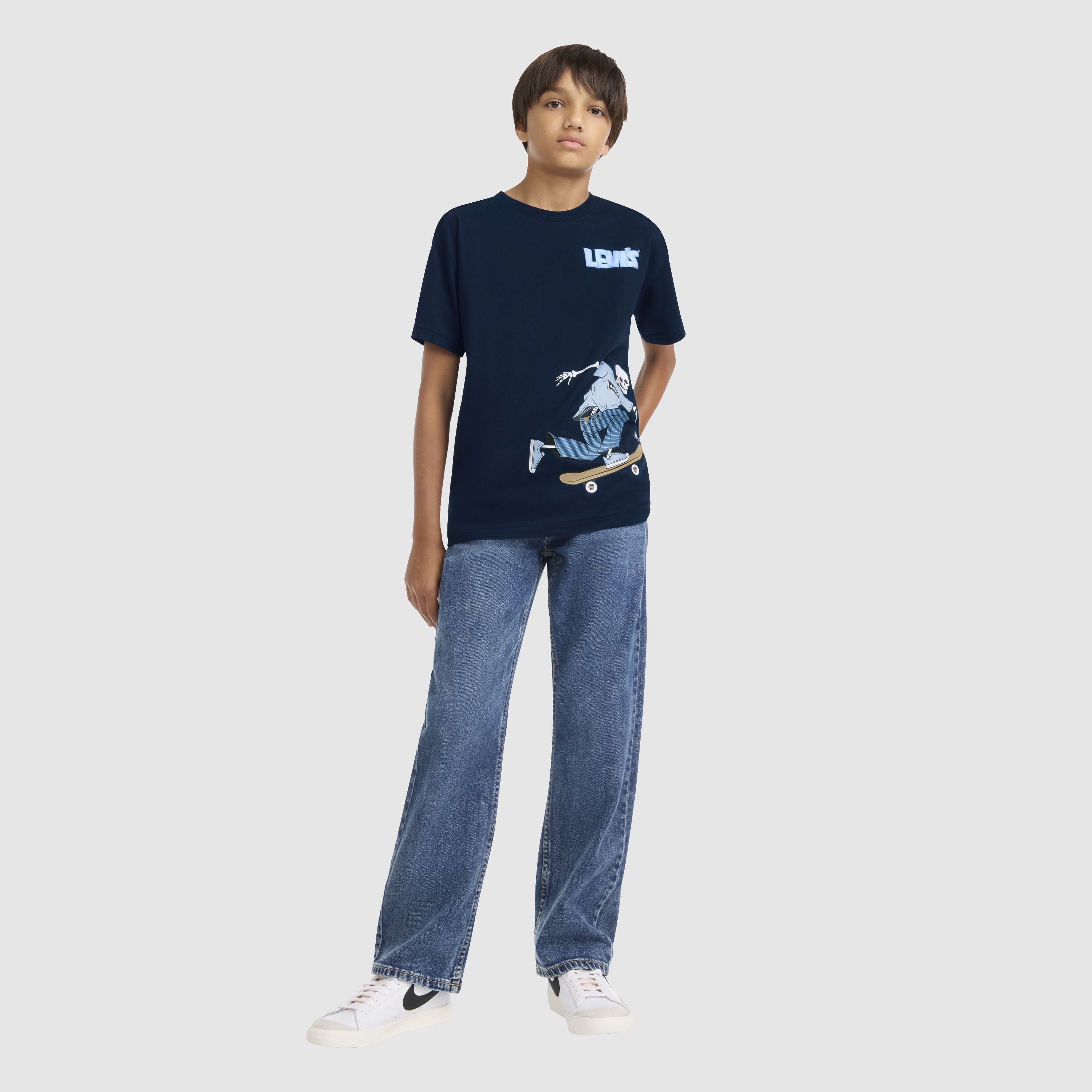 Short Sleeve Skeleton Graphic Big Boys 8-20 2