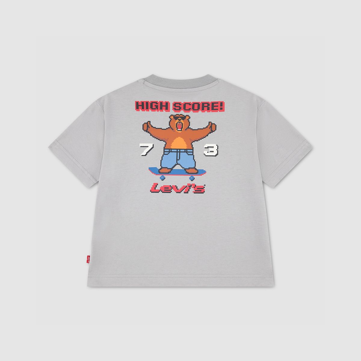 Pixelated Bear Tee Toddler Boys 2T-4T — Ghost Gray - Charcoal