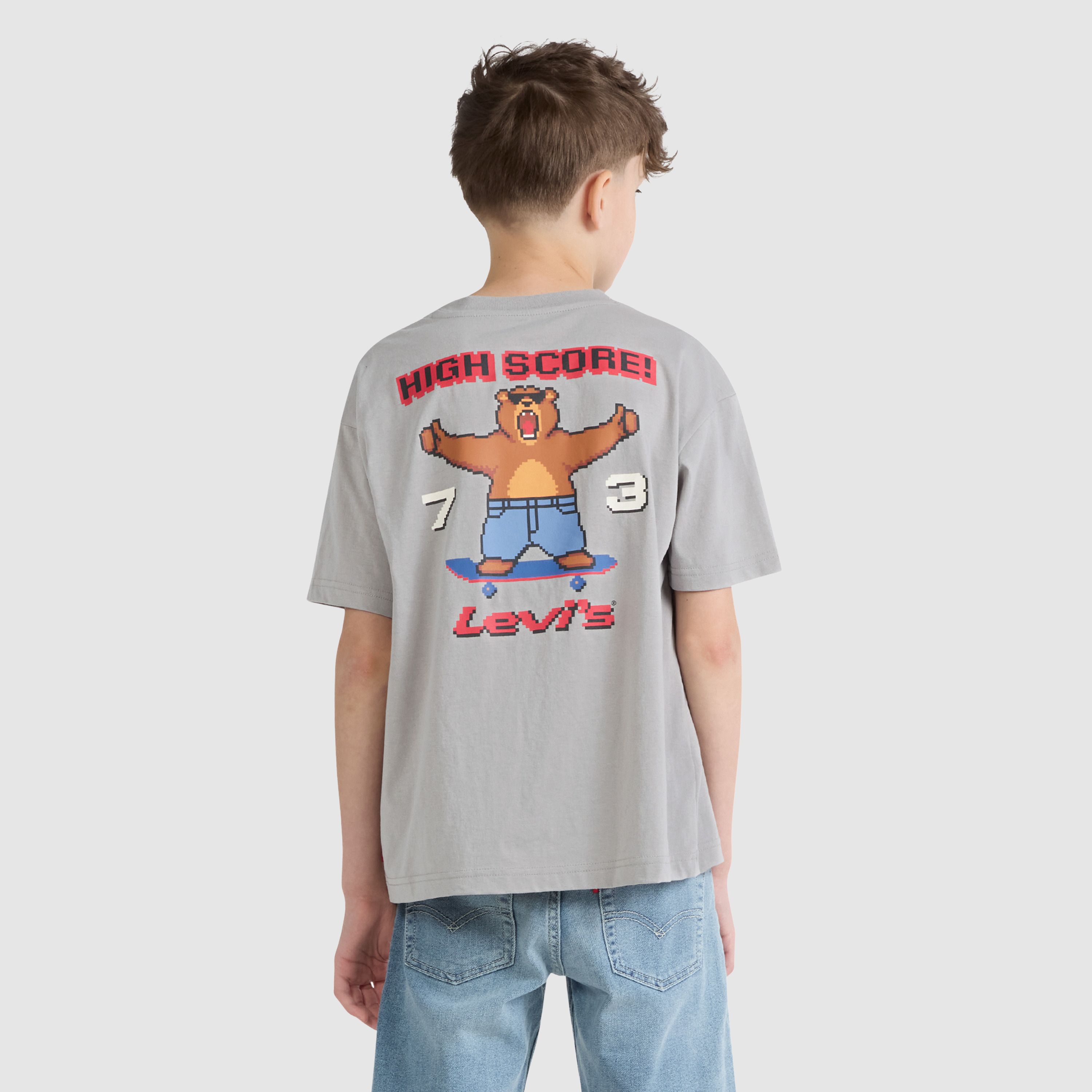 Pixelated Bear Tee Big Boys 8-20 3