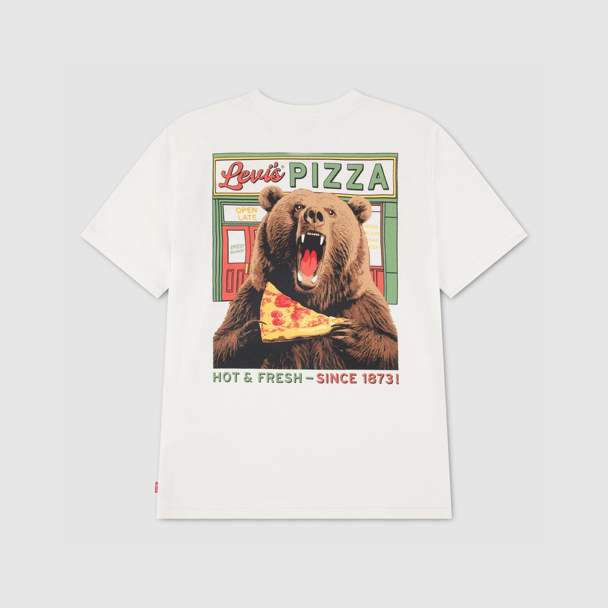 Pizza Loving Bear Tee Toddler Boys 2T-4T — Egret - White