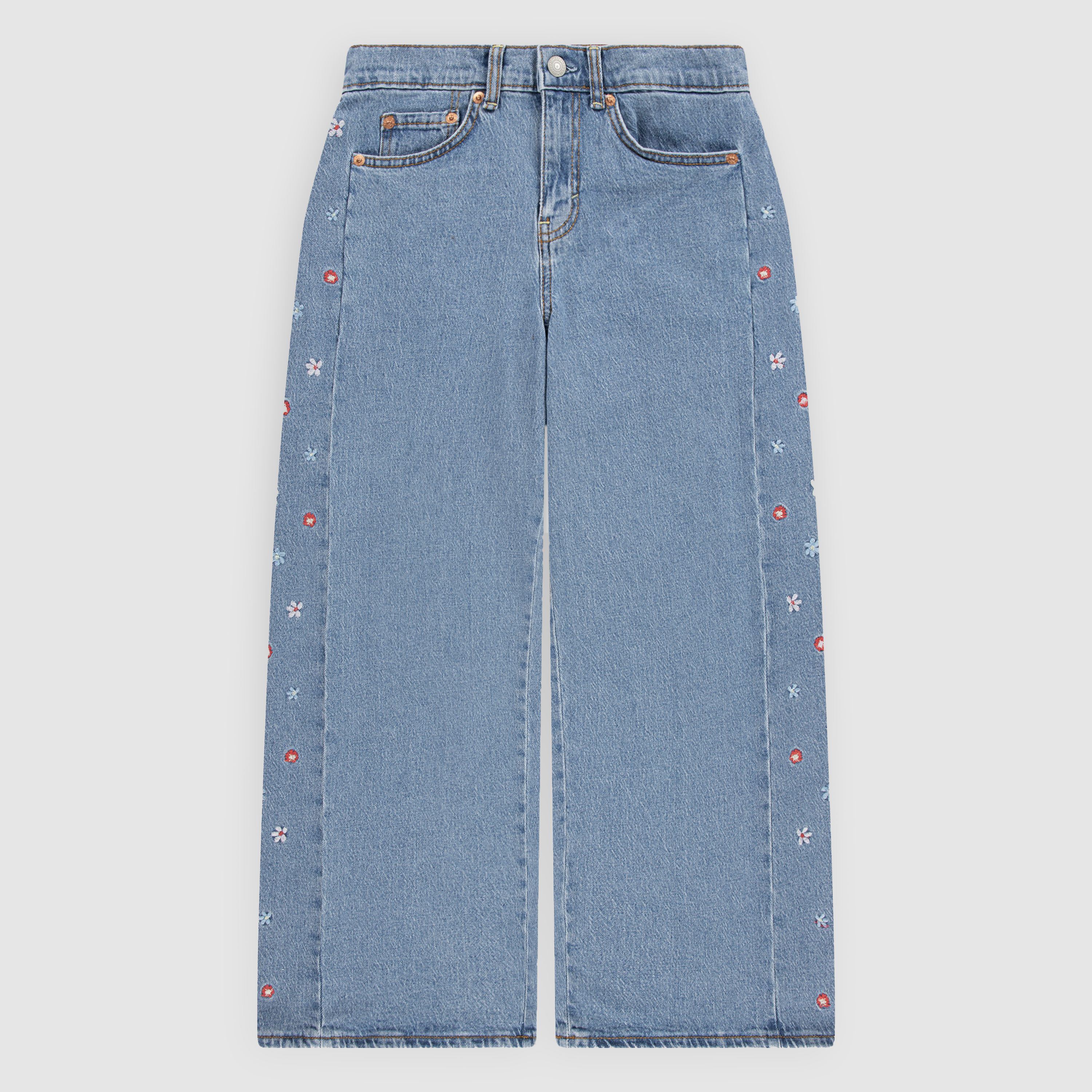 High Rise Baggy W/ Embroidery Big Girls 8-20 1