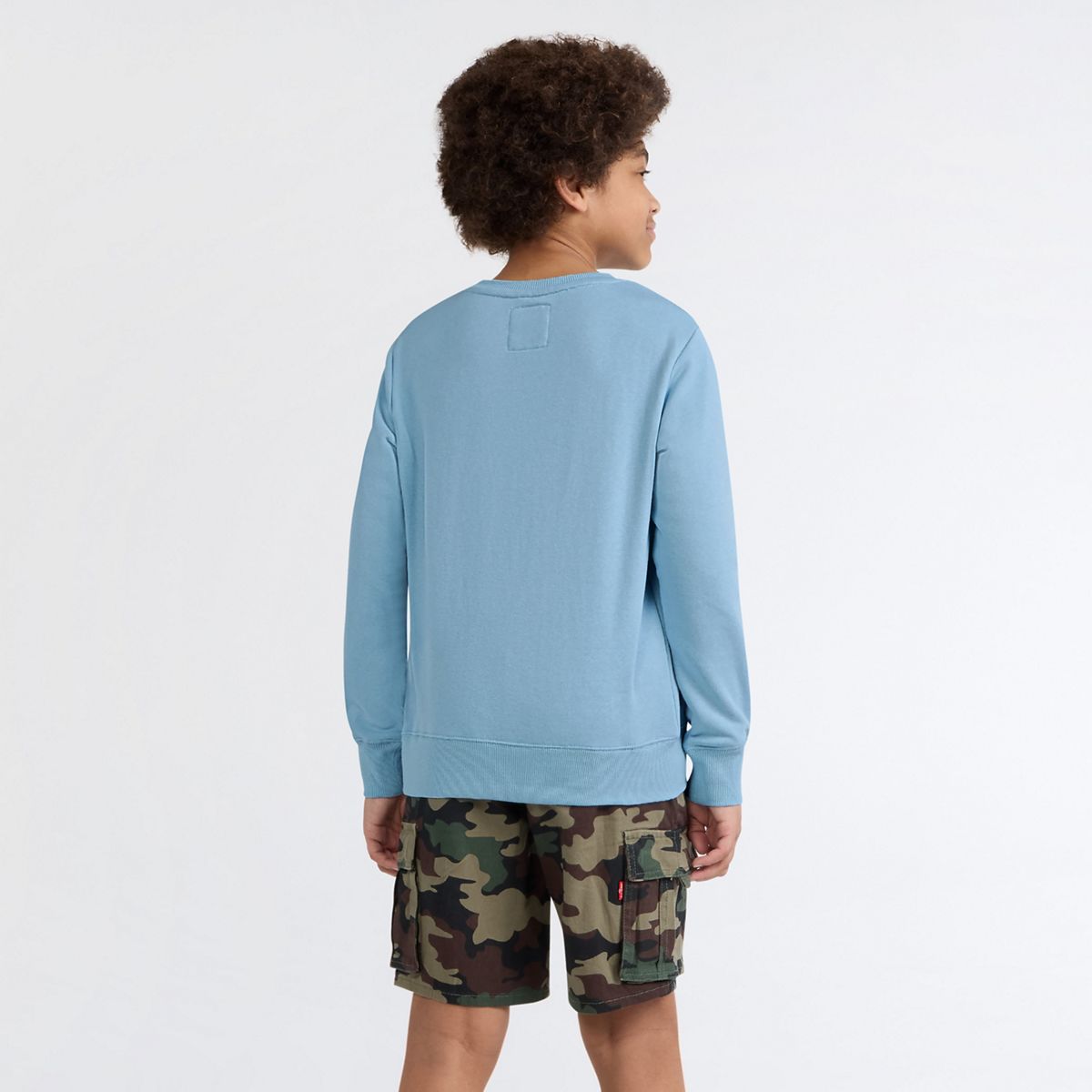Big Boys Long Sleeve Batwing Crewneck — Blue