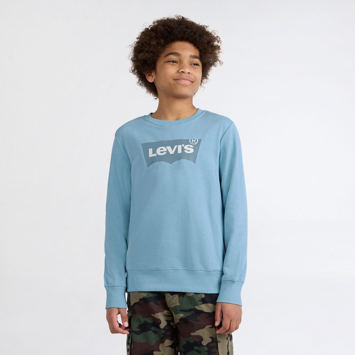 Big Boys Long Sleeve Batwing Crewneck — Blue