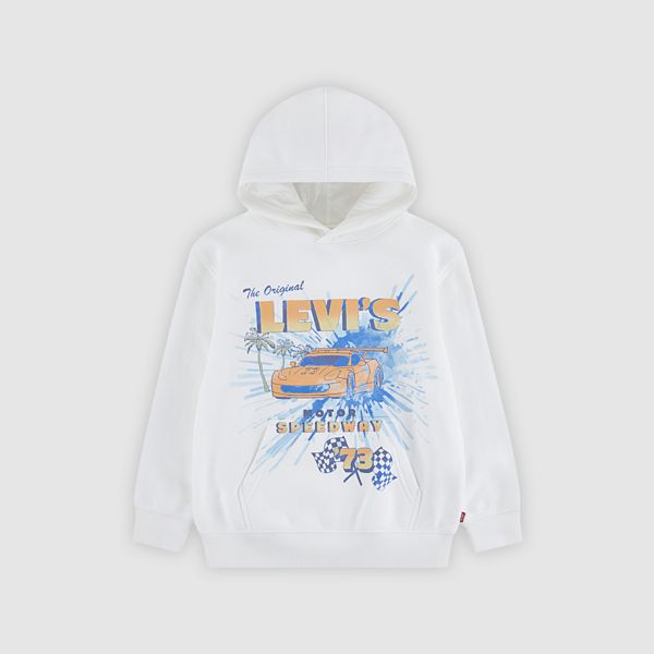 Motor Speedway Graphic Pullover Hoodie Little Boys 4-7 — Bright White