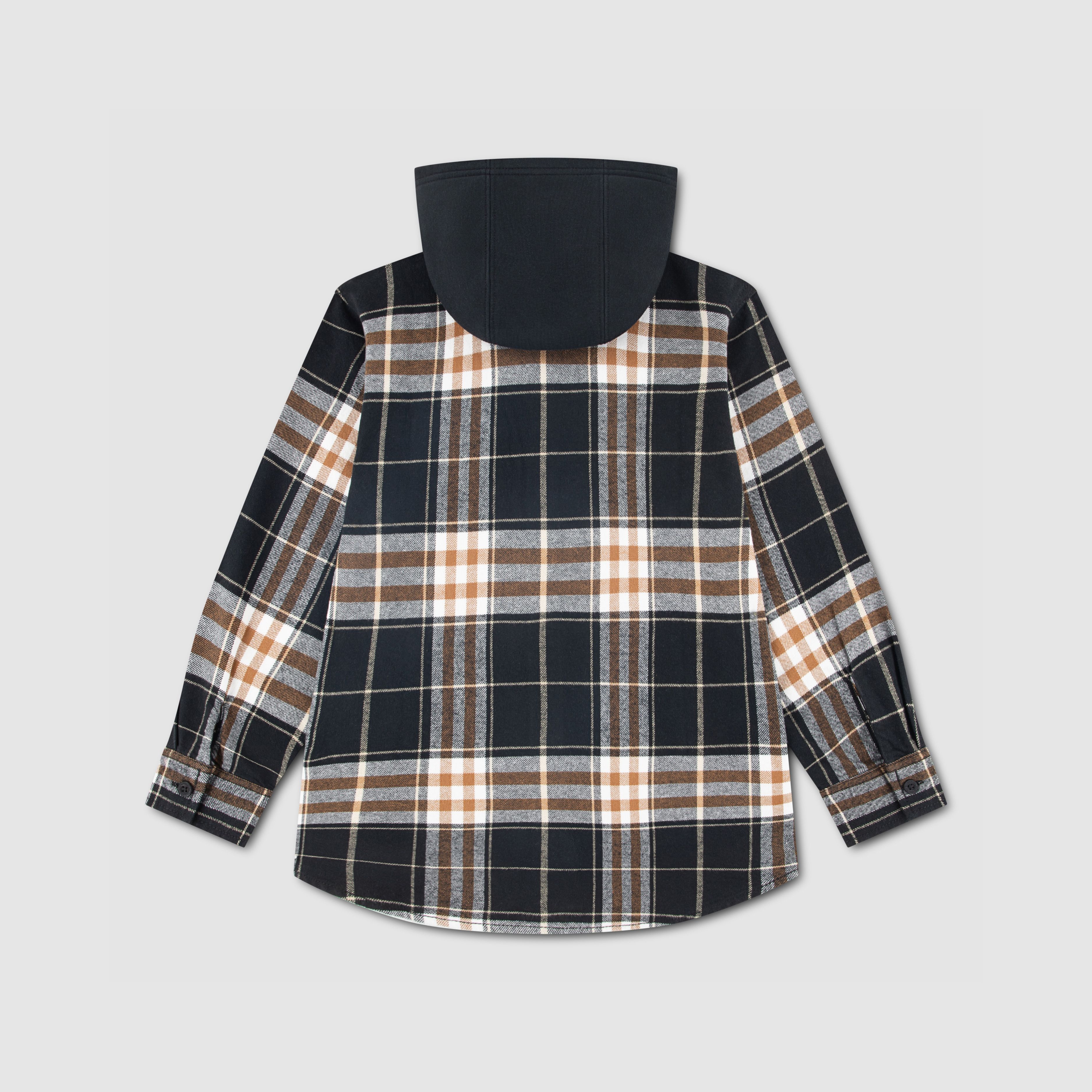 Hooded Plaid Flannel Shirt Big Boys 8-20 2