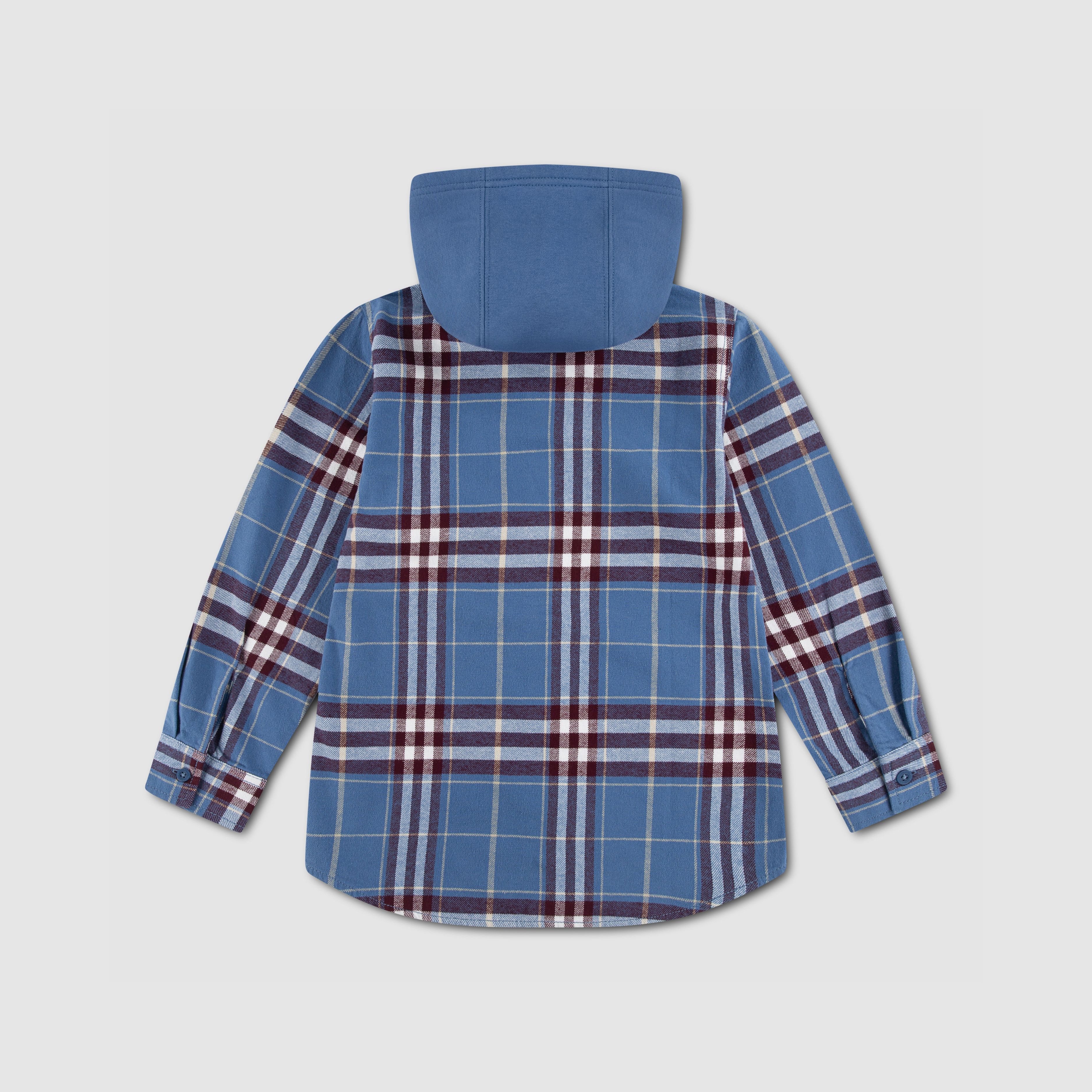 Hooded Plaid Flannel Shirt Big Boys 8-20 2