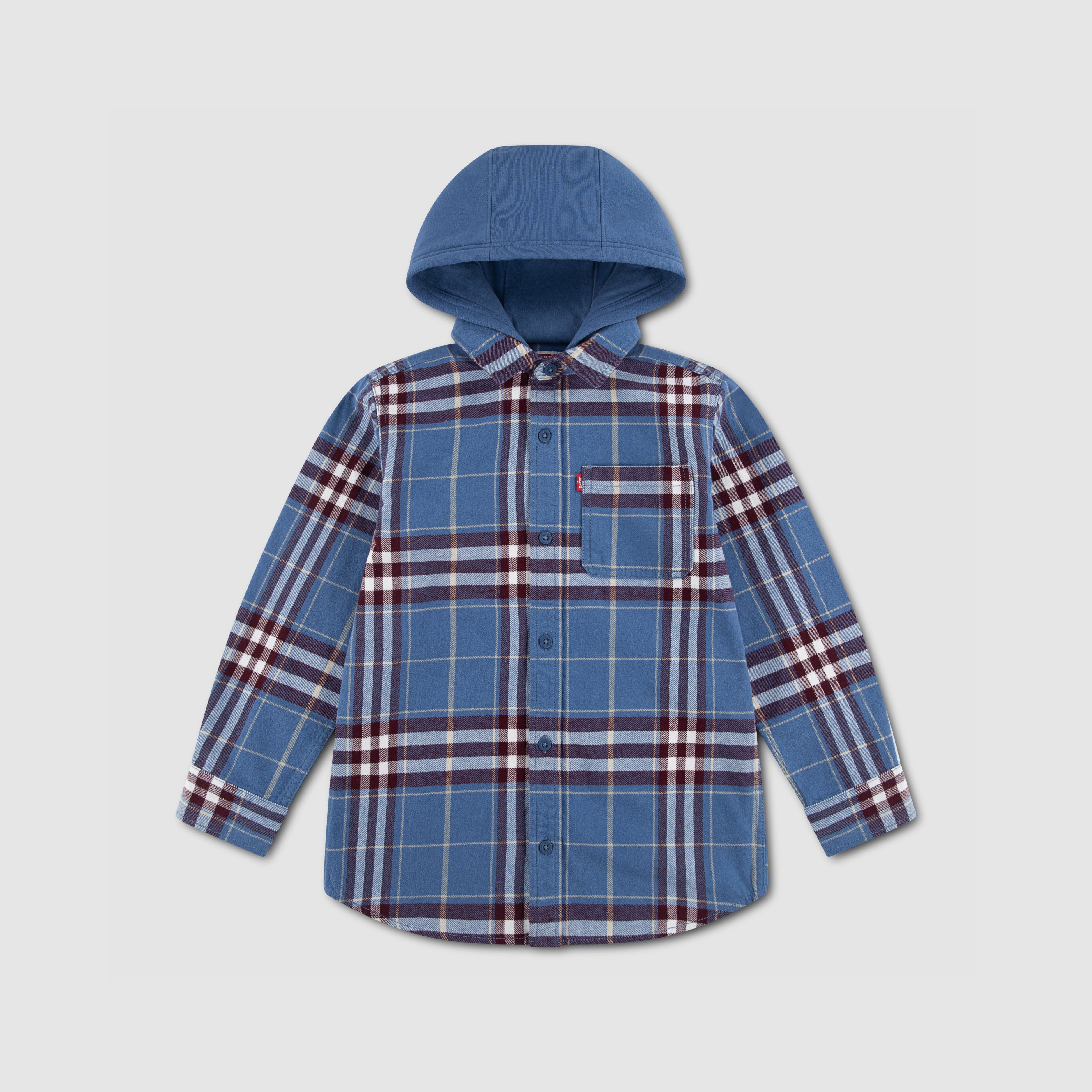 Hooded Plaid Flannel Shirt Big Boys 8-20 1