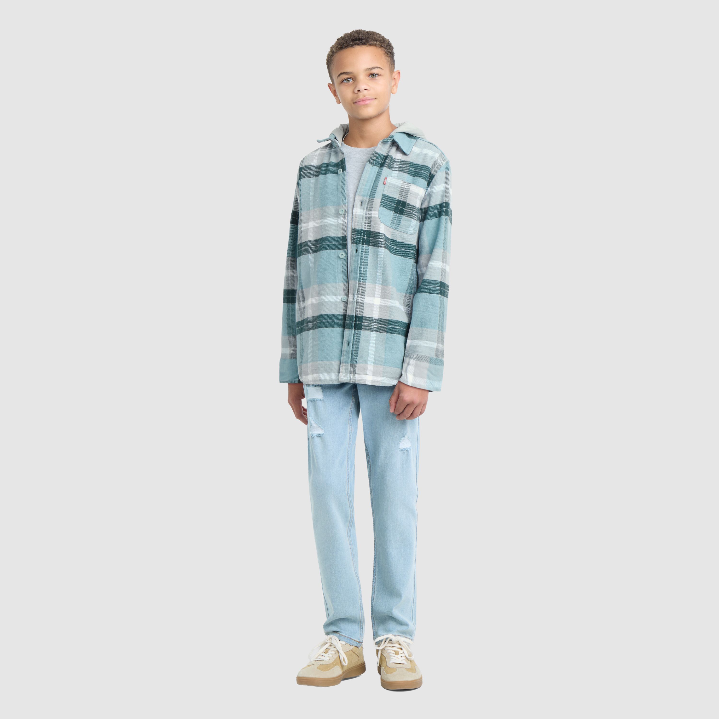 Hooded Flannel Shirt Big Boys 8-20 1
