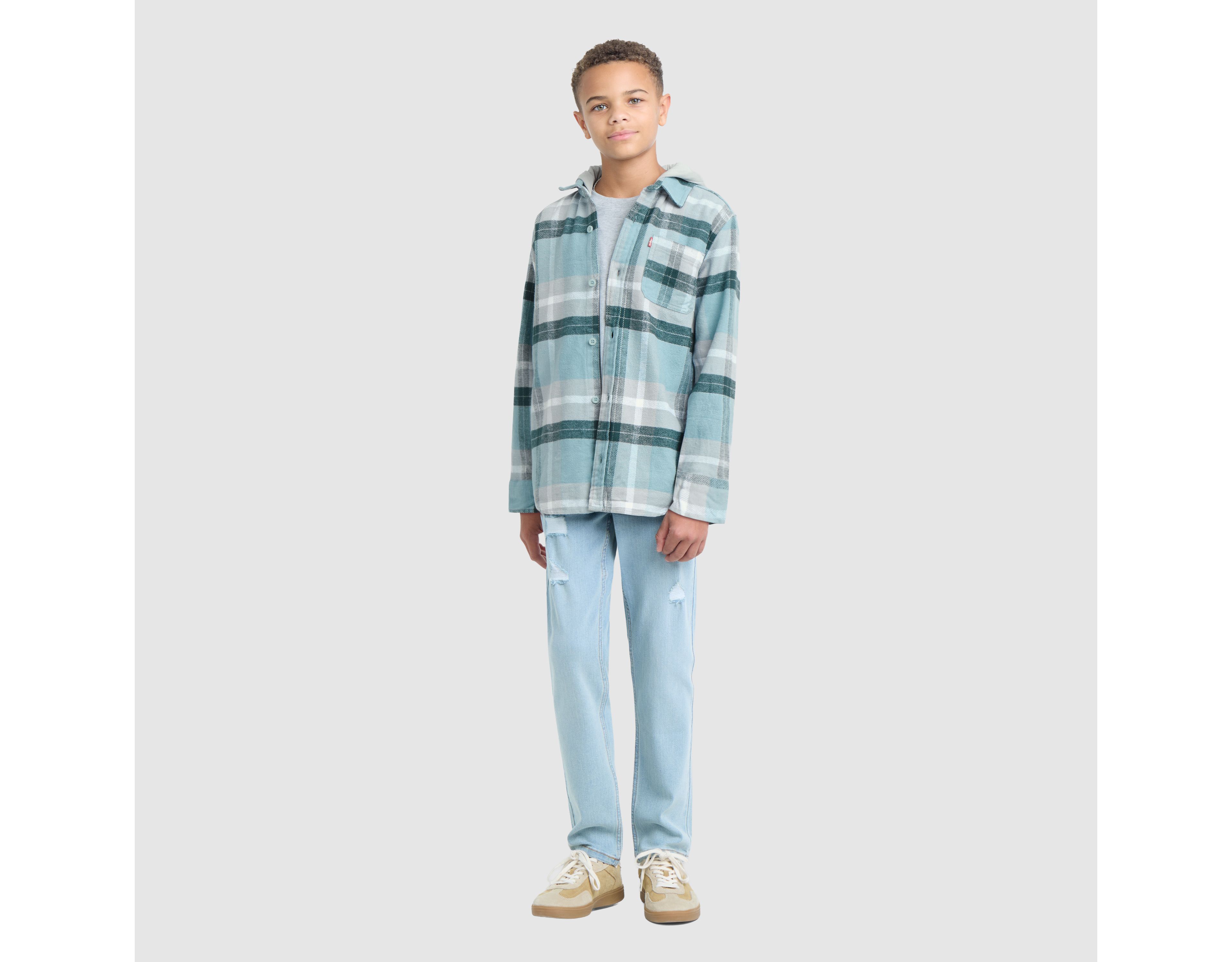 Hooded Flannel Shirt Big Boys 8-20