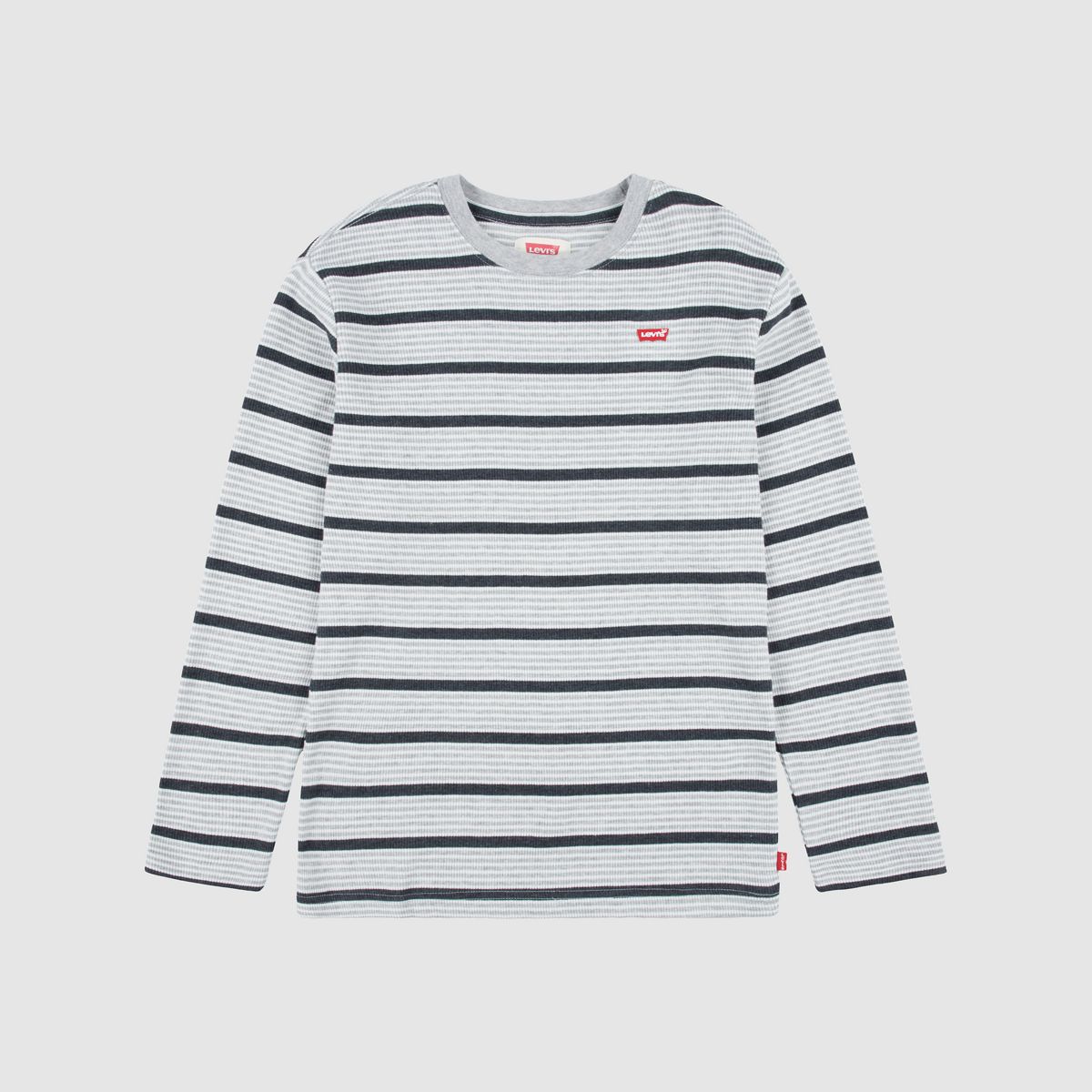 Stripe Thermal Long Sleeve T-Shirt Big Boys 8-20 — Light Grey Heather - Grey